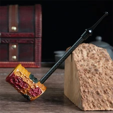 Briar Popeye Carved Poker Sailor Rusticated Finish Smoking Tobacco Pipe