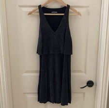 NEW EXPRESS Black Dress Size XS Shimmer Double Layer Black Formal Cocktail NWOT