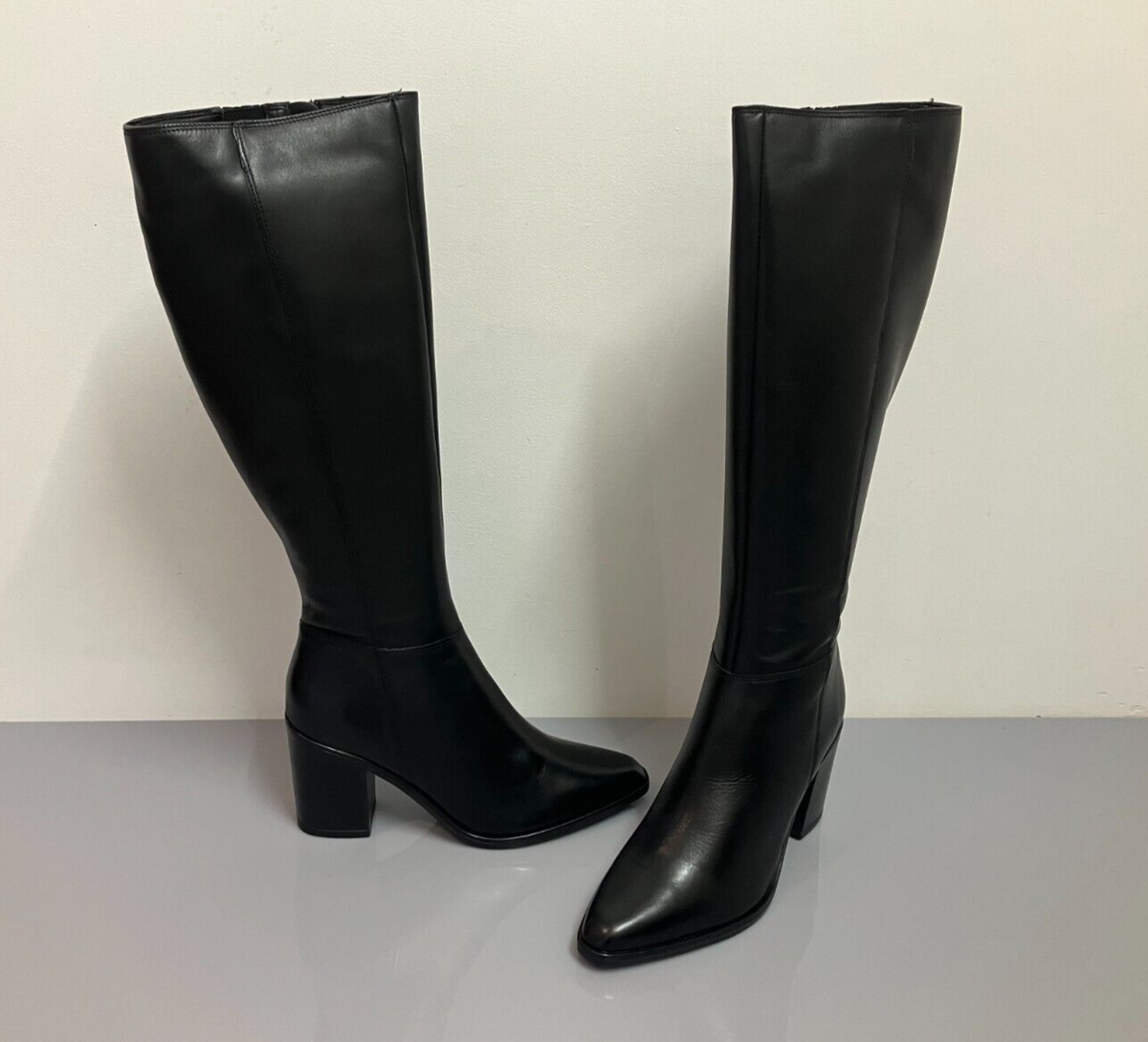 Cagliari Slim Fit Boots Wide Fit Black Tight Fit Knee High Boots