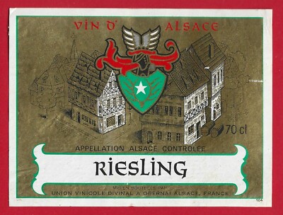AL84 label label ALSACE RIESLING Union Vinicole DIVINAL à OBERNAI troph deer