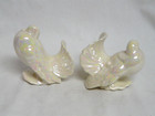 Vintage Pair of White Fantailed Ceramic Dove Figurines - Rainbow Glazed Finish — photo 2