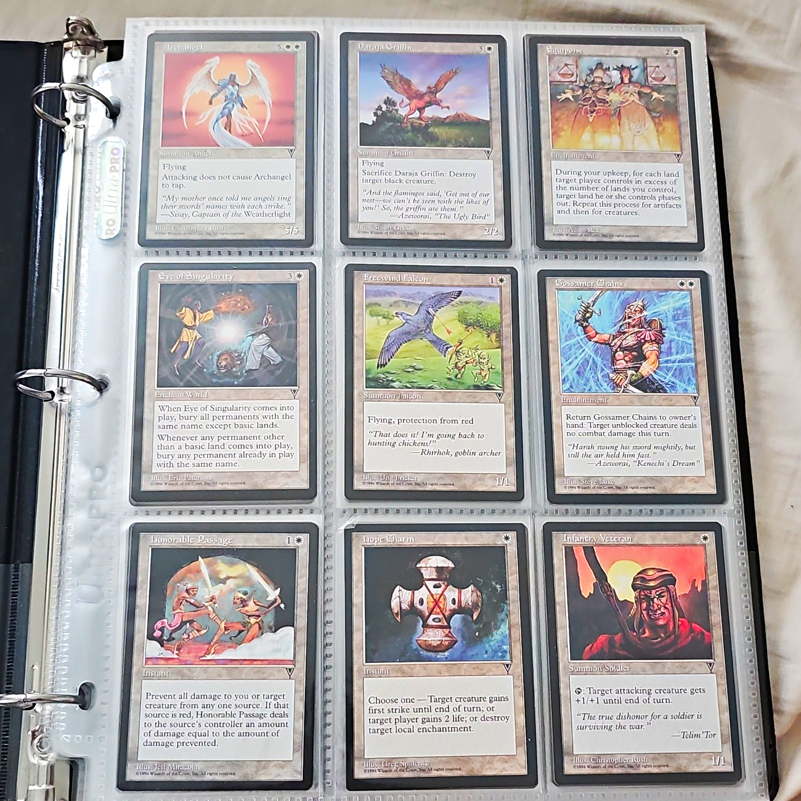 Magic: The Gathering Visions Card Lot Binder Pages, English, 1997 WotC