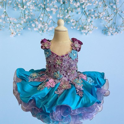 Girls Cupcake Pageant Glitz Birthday Princess Dress Purple/aqua