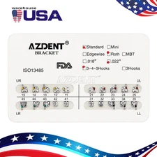 20PCS AZDENT Dental Orthodontics Brackets Brace Standard Roth 0.022" Hooks 3-4-5