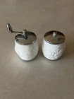 George S. Thompson Vintage Milk Glass Grape Design Salt and Pepper Set