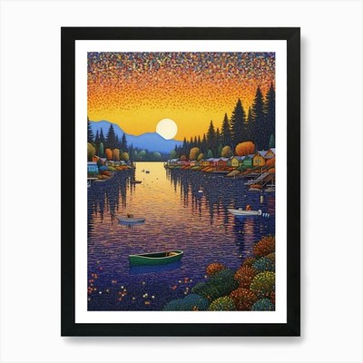 Gig Harbor Washington Retro Pop Art gerahmtes Wandbild Poster Leinwanddruck Bild