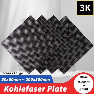 Kohlefaserplatte 3K Carbon Platte CFK Kohlefaser Plate 0.2mm~5mm Schwarz Mattes