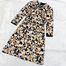 PRADA One Piece Dress Silk Blend Calfskin Leather