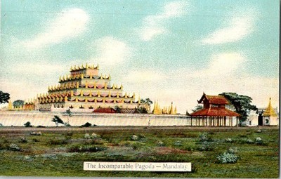 Vintage Incomparable Pagoda Mandalay Burma Postcard D. A. Ahuja Rangoon