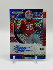 2020 Panini Prizm Draft Picks Brian Herrien RC Auto Red White & Blue /99 #134