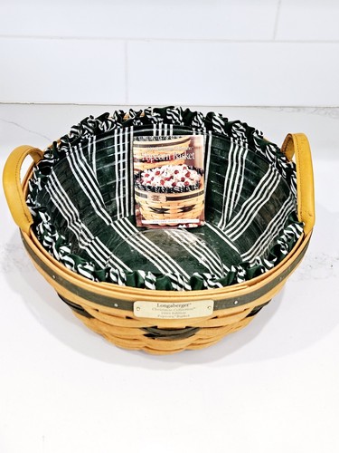 Longaberger 1999 Christmas Collection Popcorn Basket w/Protector & Liner Green - Picture 5 of 7