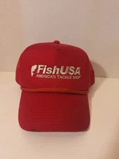 FishUSA Red Trucker Hat With Red Rope Snap Back Cap