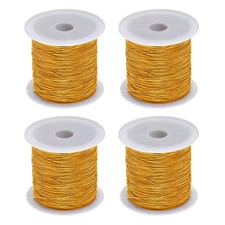 4 Rolls Nylon String Cord 45 Yards 0.4mm Beading Satin String, Beeswax Color
