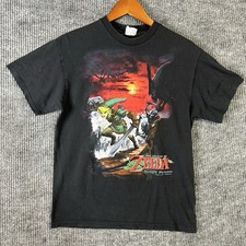 Vintage Y2K Zelda T Shirt Youth Medium Twilight Princess Black Nintendo