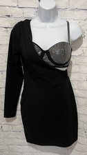 One sleeve black mini dress with Rhinestone bra. Size Small