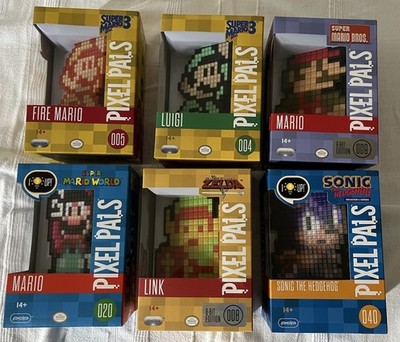Pixel Pals Collection 6x Zelda Super Mario Sonic LED Light Neu Ungeöffnet OVP