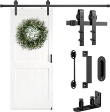 Barn Door Hardware Kit 6.6FT Heavy Duty Sliding Door Track Kit with Floor Guide 