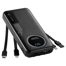 10000mAh Power Bank Portable Charger Built-in USB-C Micro-B 6 Outputs 3 Inputs