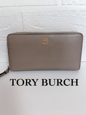 TORY BURCH Long Wallet Round Zip Greige Authentic