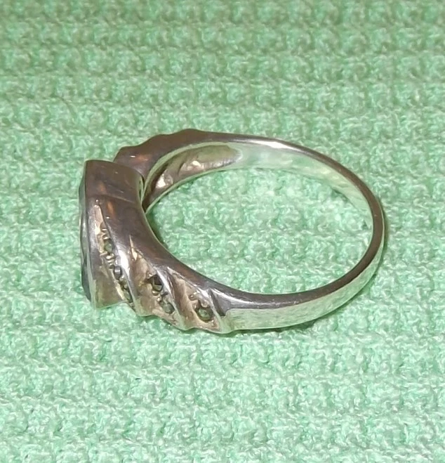 Damenring-925er Sterling Argento- Misura 54 - 3,6 Grammi -aquamarin & Strass - Immagine 2 di 4