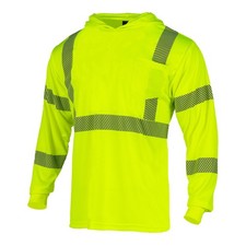 Hi Vis Shirts for Men Reflective ANSI CLASS 3 Safety T-Shirt with Hood High V...