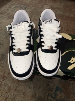 BAPE A Bathing Ape STA ブラック/ホワイト A Bathing Ape BAPE STA Black White Low Top Athletic Sneakers Lace