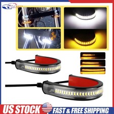 2pcs Motorcycle Turn Signals Led Blinkers Fork Strip Indicator Amber Universal
