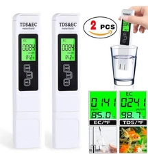 2 Pc TDS Meter Digital Tester Water Quality Testing Kit Drinking Water 0-9990ppm