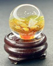 Vintage Handmade Contemporary Borosilicate Amber Flower Bubble Glass Marble 22mm