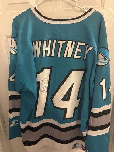 Starter San Jose Sharks Ray Whitney XL Teal Jersey Autographed Hockey
