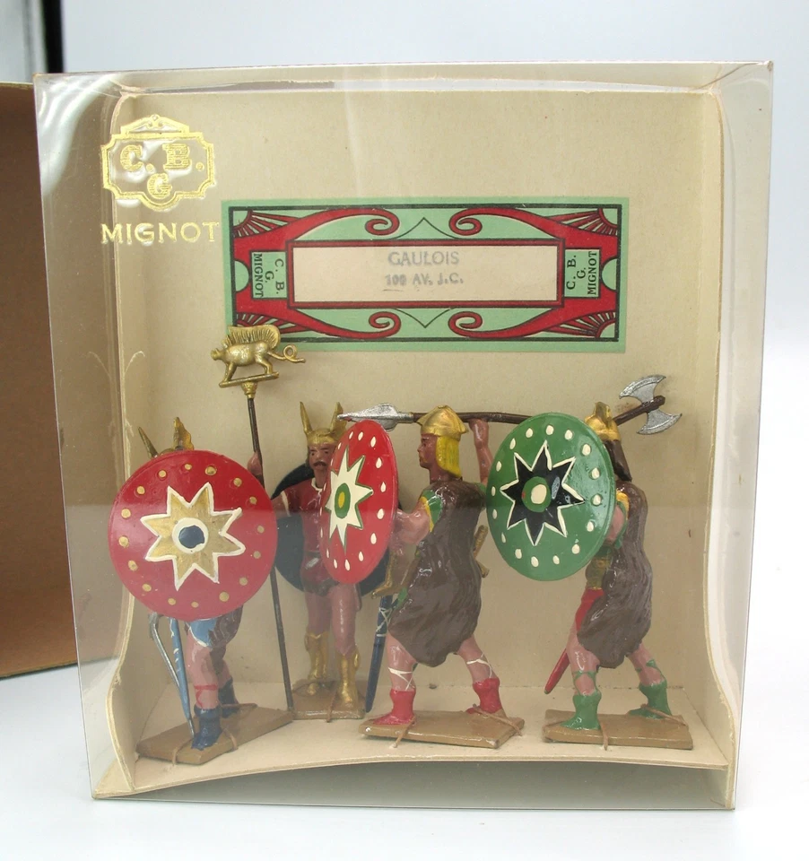 CBG Mignot Gaulois Foot Soldiers Plomo 1950 Nuevo de Lote Antiguo Hecho en Francia 1:32 f Foto 3 de 4