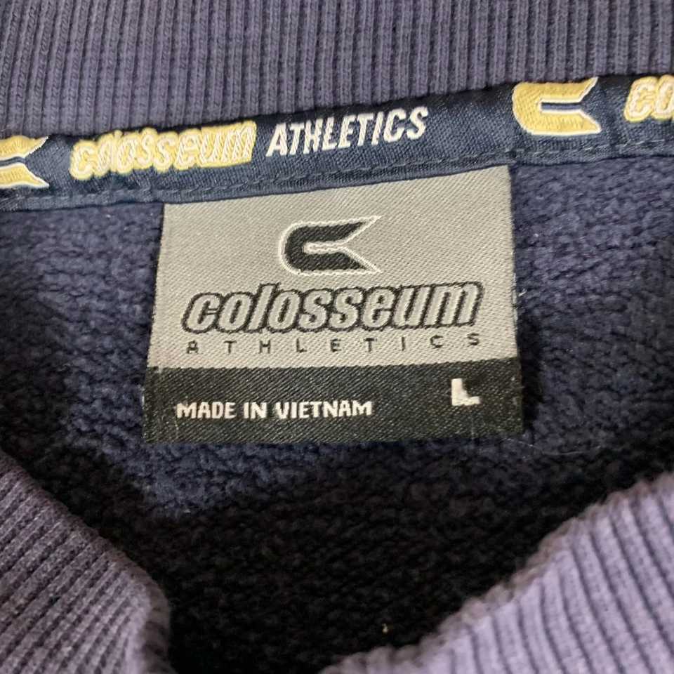 VTG Navy Sweatshirt Mens Large Blue Embroidered Paint Splatter College Retro Y2K - Image 3 of 4