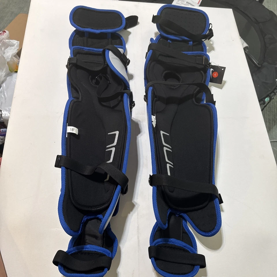 ⚾️ Almofadas de beisebol NIKE Vapor Catchers perna caneleiras tamanho 18' azul cinza - Imagem 2 de 4