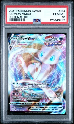 2021 POKEMON SWORD & SHIELD FUSION STRIKE #114 FULL ART/MEW VMAX PSA 10