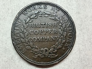 {876} BRITISH COPPER COMPANY Walthamstow Essex & Landore Penny Token 1812