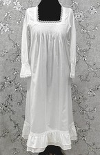 SoieRose SR-1214 Victorian Cotton Nightgown  Smocked Bodice  Ruffle Hem Elegance
