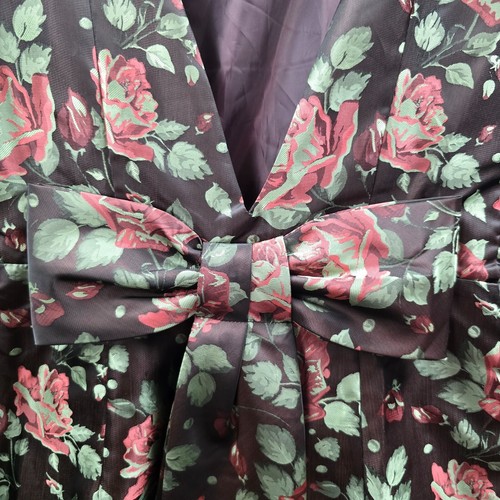Louche Womens Pencil Dress Size 14 Brown Pink Green Floral Satin Sleeveless - Picture 12 of 15