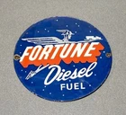 VINTAGE 12” RARE FORTUNE DIESEL FUEL MIDUS PORCELAIN SIGN CAR GAS OIL TRUCK