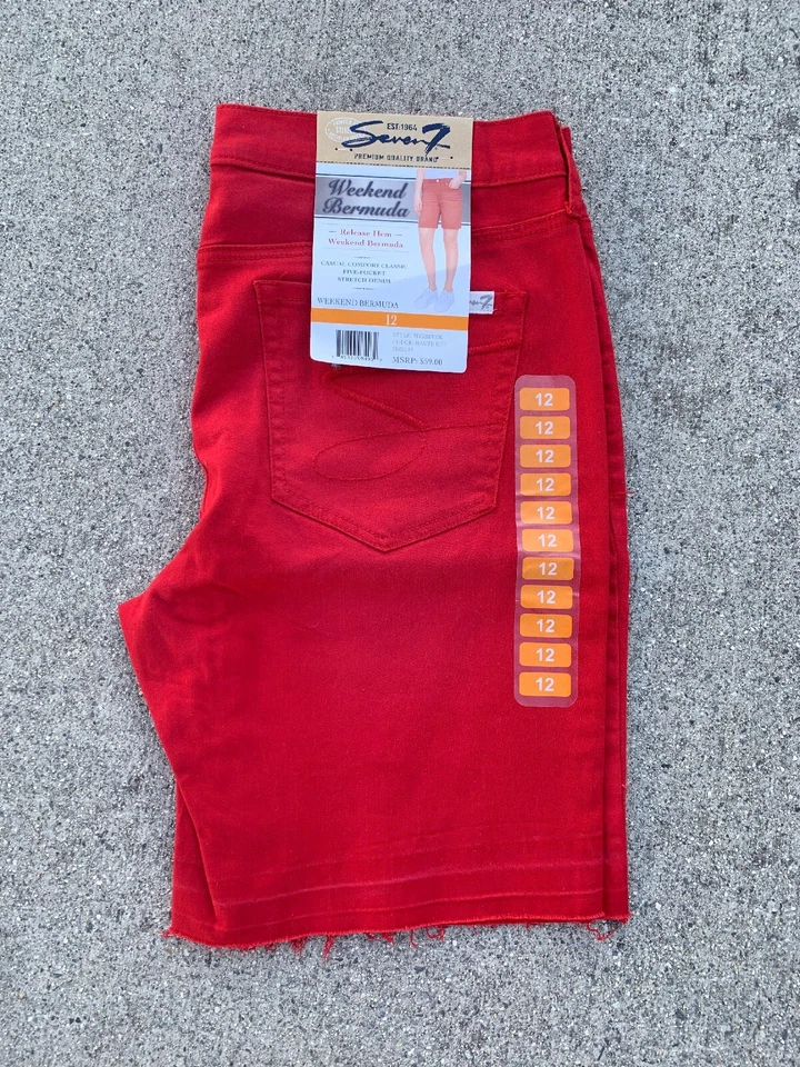 Bermudas SEVEN FOR ALL HUMANITY Release Cuff NUEVO CON ETIQUETAS NUEVAS para mujer talla 12 👗 gn6-m12