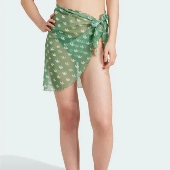 NUEVO CON ETIQUETAS ADIDAS Monograma Triple Logo Falda Cubrir Sarong Malla Talla Única Reversible Foto 4 de 4