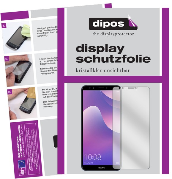 2X Schutzfolie FüR Huawei Y7 Prime (2018) Klar Displayschutzfolie Folie Display-image