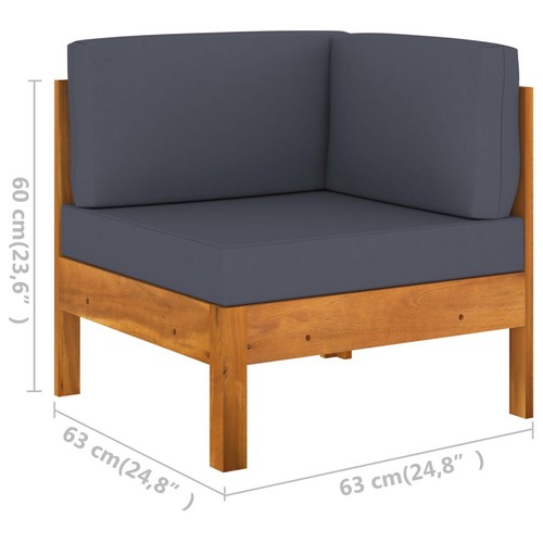 2 Piece Garden Set with Dark Grey Cushions Acacia Wood N3T5 - Picture 8 of 8