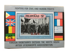 Hoja de recuerdo de JFK Pilipinas 5c sello SNV después del asesinato de J.F. Kennedys EX