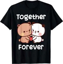 Bubu And Dudu Together Forever Lovers Black Cotton Black T-Shirt.webp