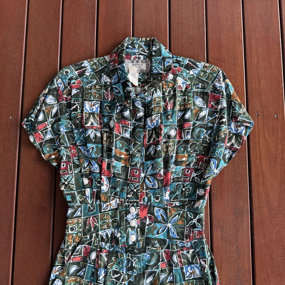 Vestido Vintage Talla 8 Cambio Años 80 Patrón Warwick Jones Australia Foto 3 de 4