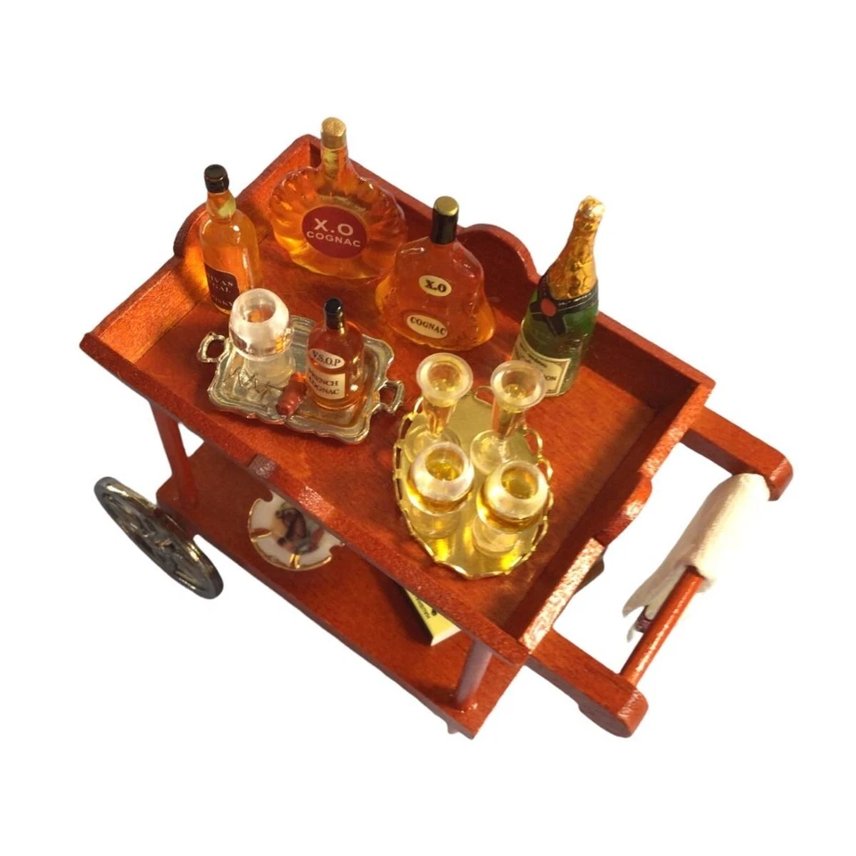 Reutter Porcelain Dollhouse Miniature Serving Cart Gentleman - Image 2 of 4