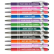 PASISIBICK 12 Pieces Funny Sarcastic Ballpoint Pens Office Snarky Touch Scree...