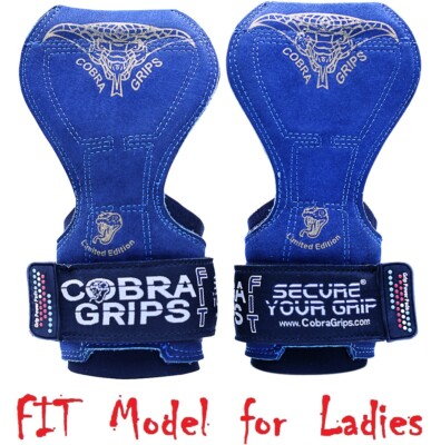 Cobra Grips FIT BLUE LEATHER Weight Lifting Gloves Heavy Duty Straps Pair New