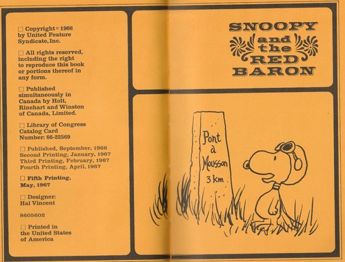 Peanuts: Snoopy and the Red Baron Hardcover - HR & W 1967 By CHarles M. Schulz - Picture 3 of 5