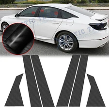 Carbon Fiber Style Window Pillar Post Trim Stickers For Honda Accord Sedan 18-22